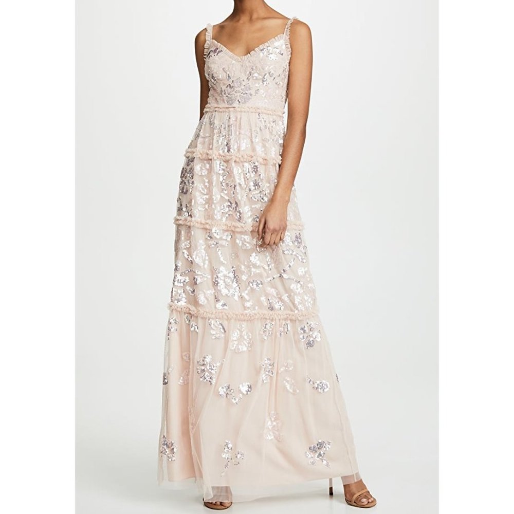 Needle & Thread Floral Gloss Gown in Rose Quartz